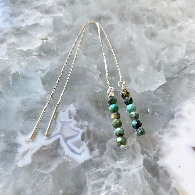 African Turquoise Healing Thread Earrings