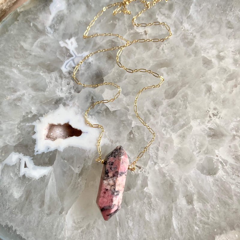 Aloha Rhodonite & Gold Necklace