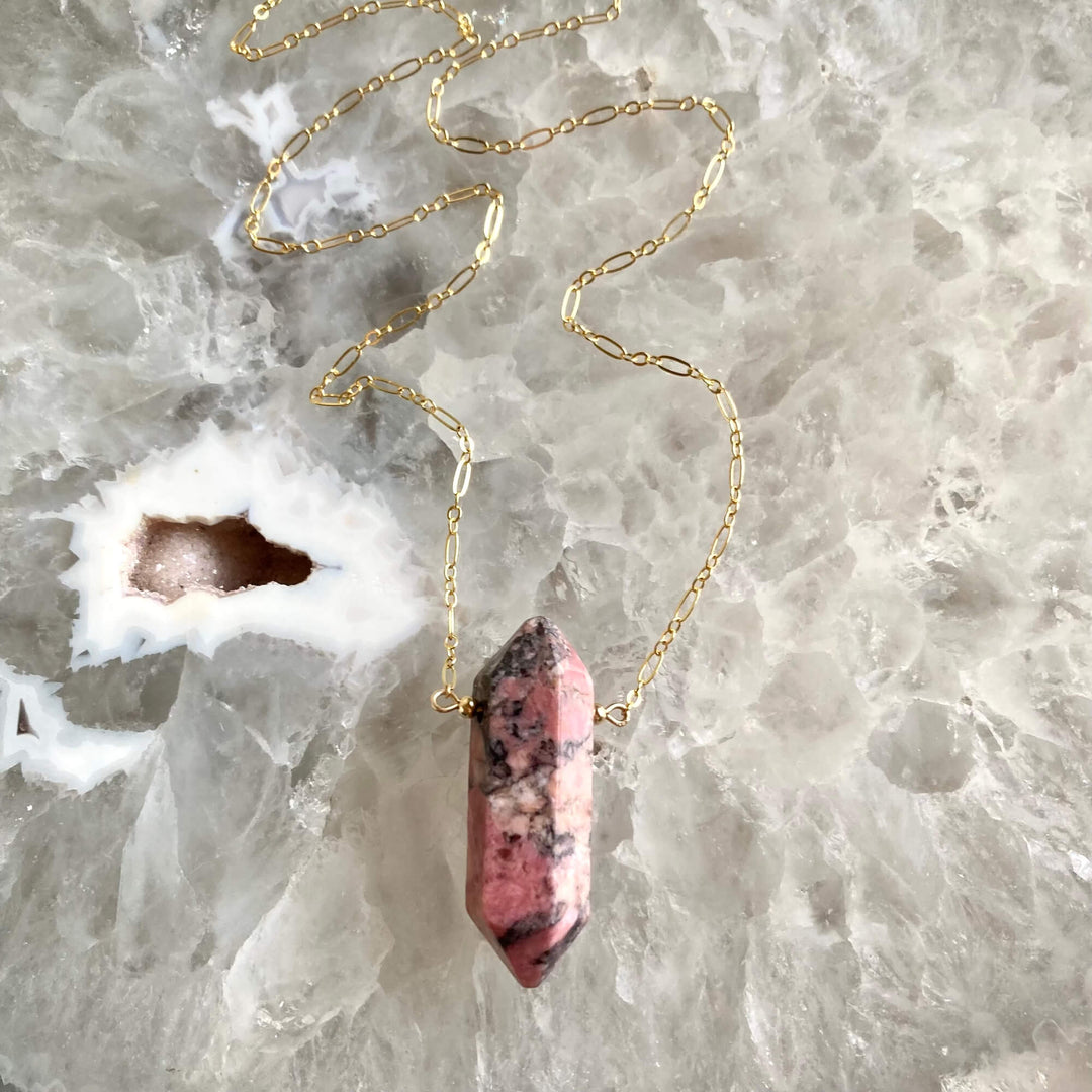 Aloha Rhodonite & Gold Necklace