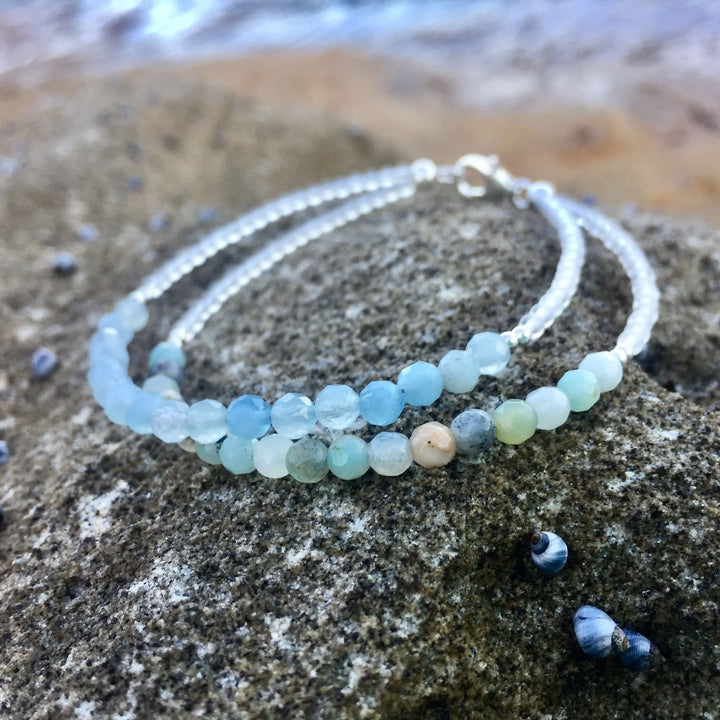 Amazonite & Aquamarine Bracelet Hand beaded by House of Aloha Central Coast NSW Australia