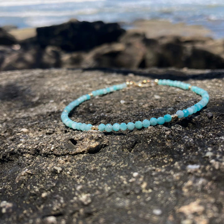 Amazonite Gold Crystal healing Anklet