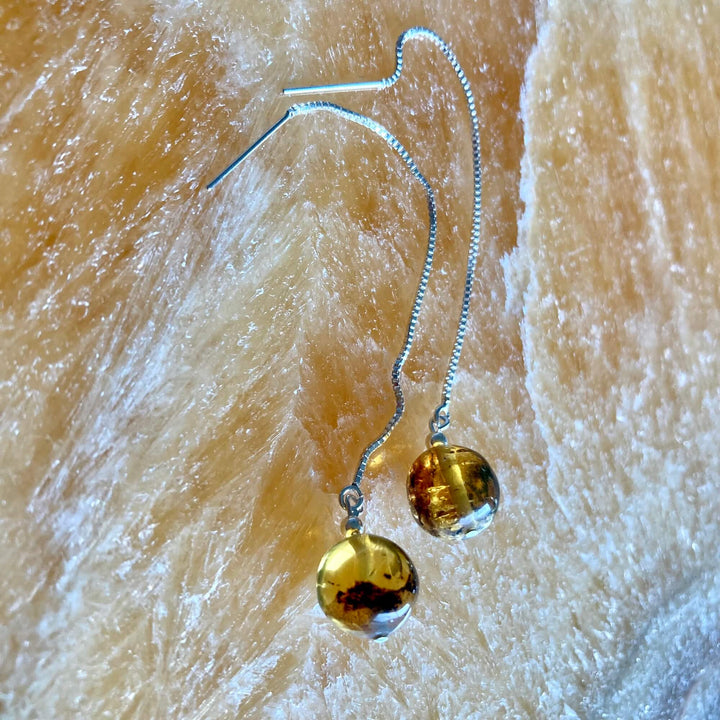 Amber Drop Thread Earrings