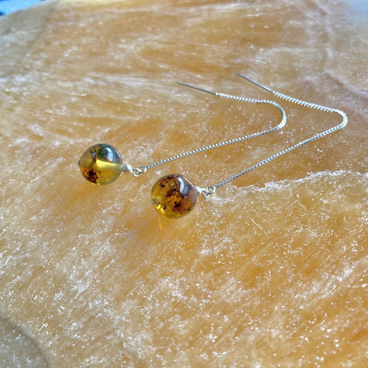 Amber Drop Thread Earrings3