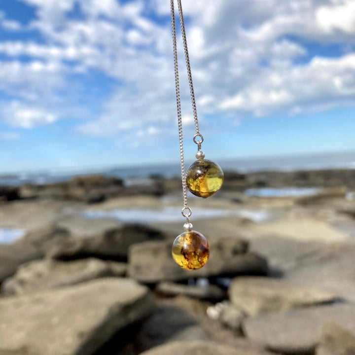 Amber Drop Thread Earrings5