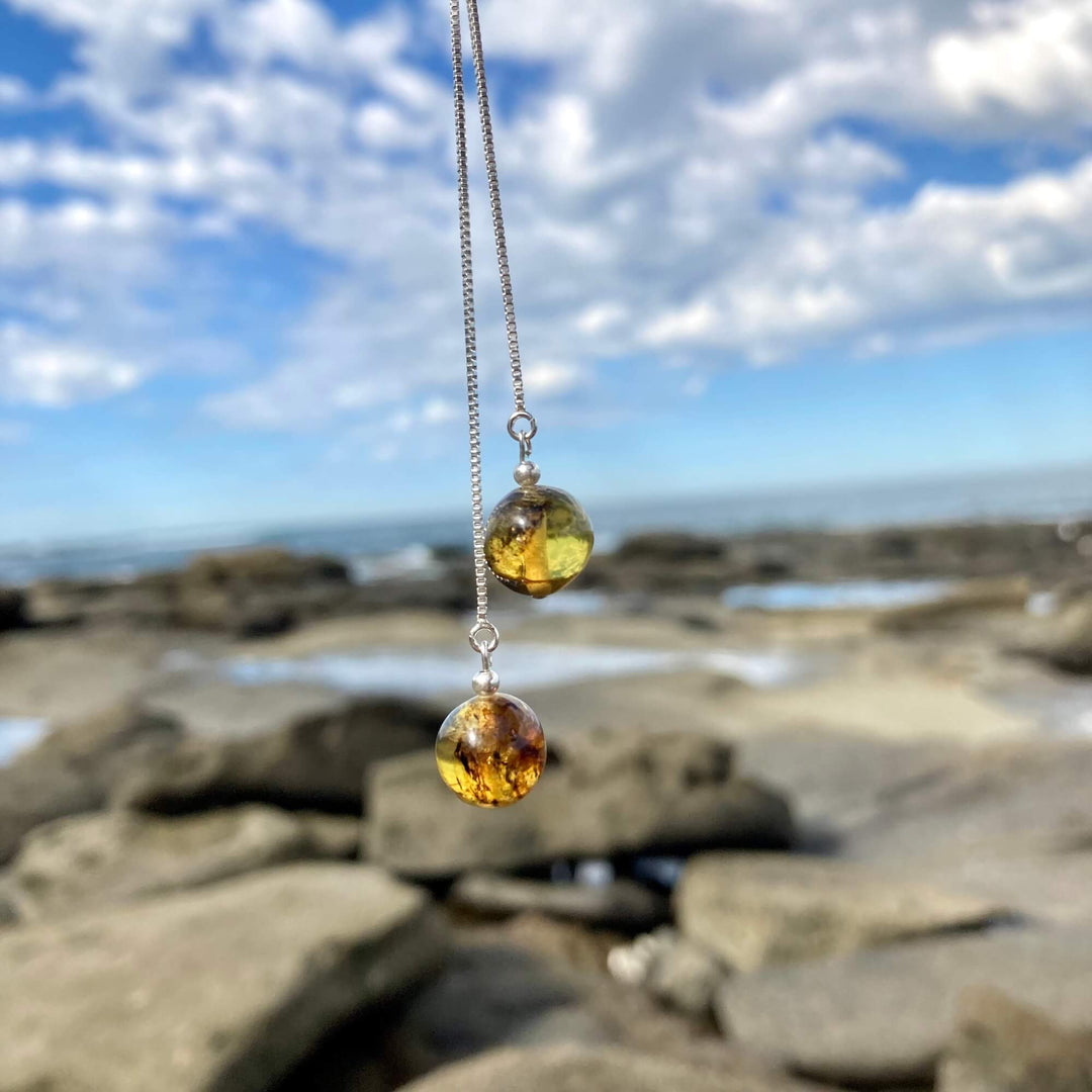 Amber Drop Thread Earrings4