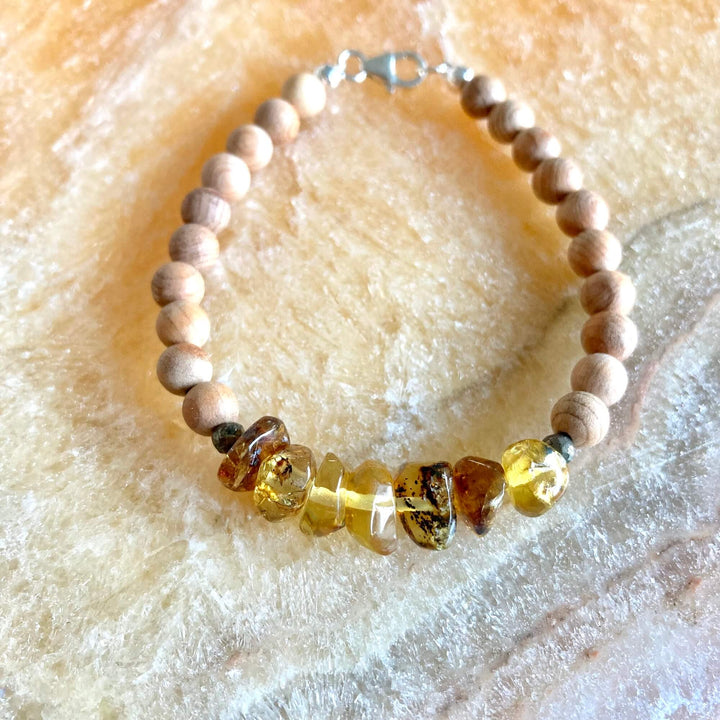 Amber & Natural Wood Unisex Bracelet3