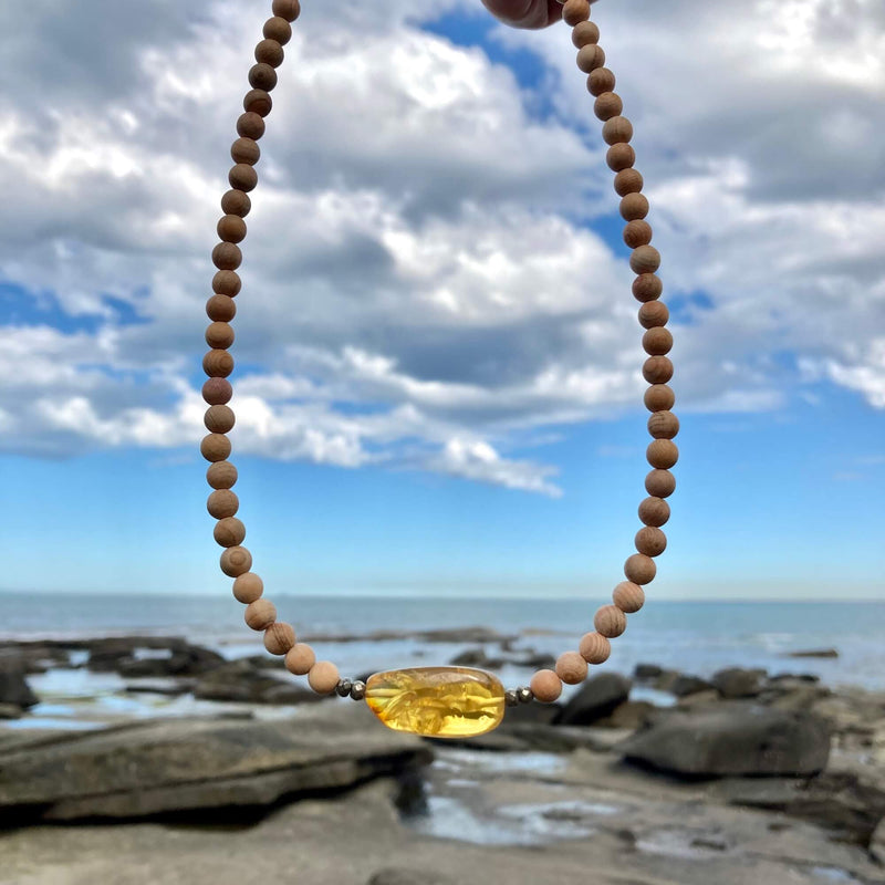 Amber & Natural Wood Unisex Necklace2