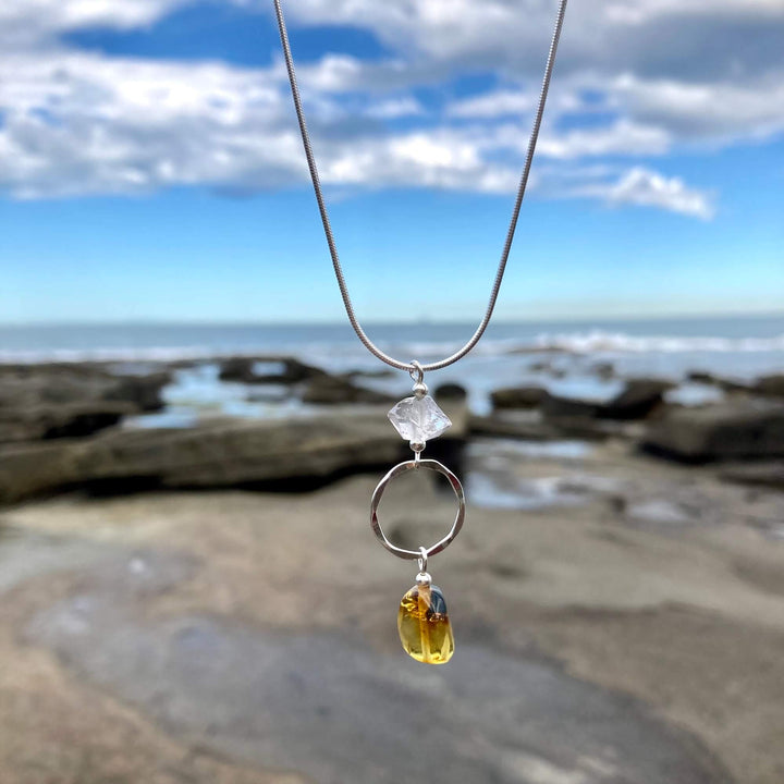 Amber & Herkimer Diamond Necklace10