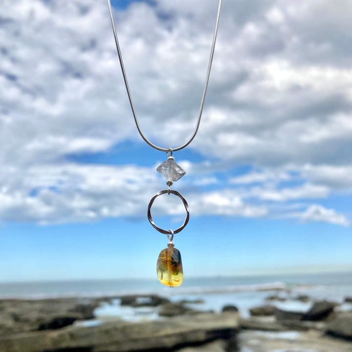 Amber & Herkimer Diamond Necklace6