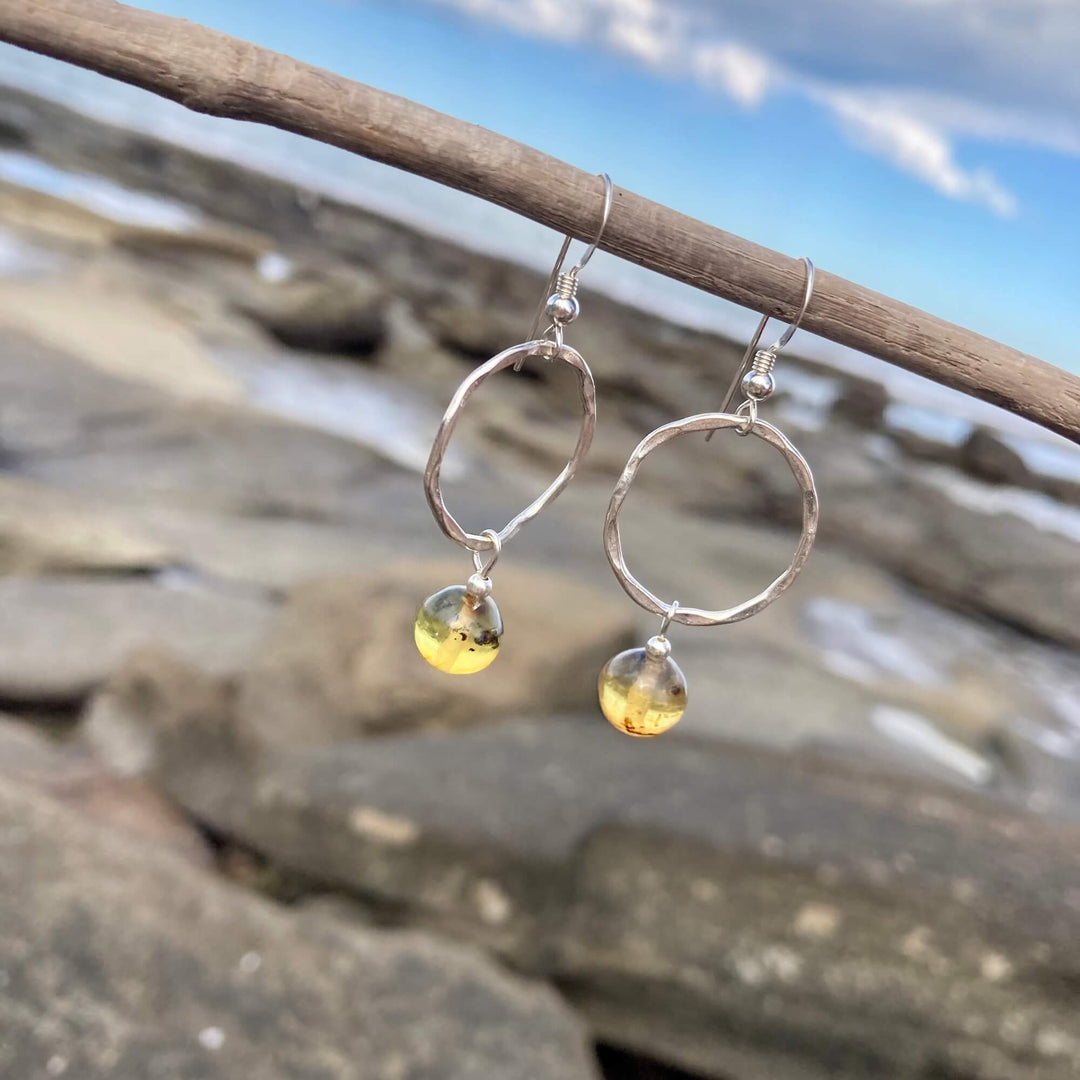 Amber Drop Hoop Earrings2