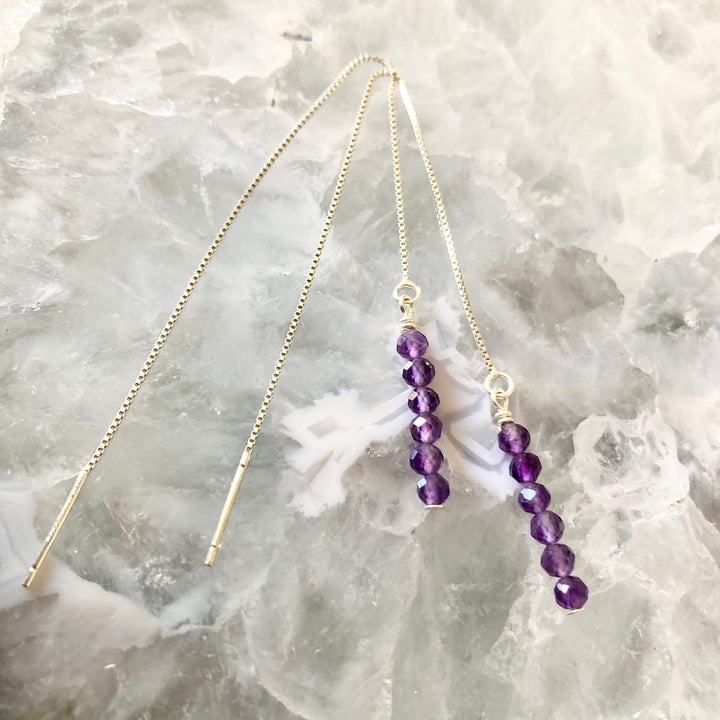 Amethyst Thread Earrings