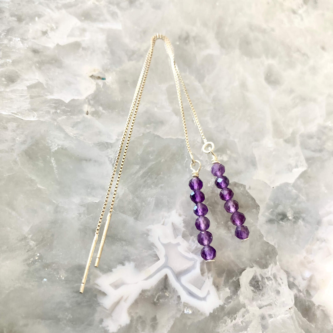 Amethyst Thread Earrings for healing