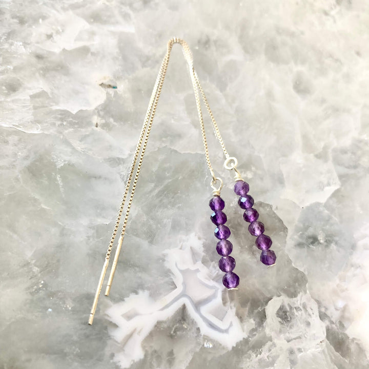 Amethyst Thread Earrings for healing