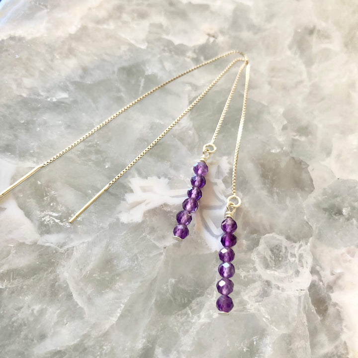 Amethyst Thread Earrings for ladies