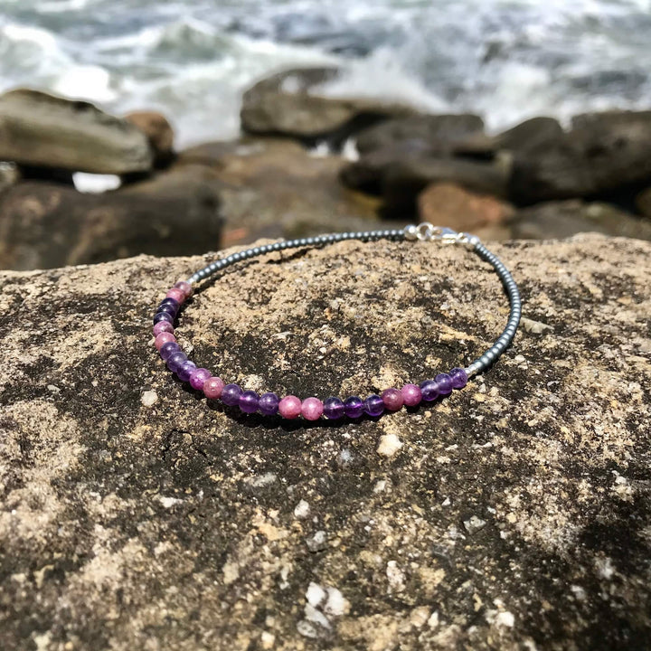 Amethyst & Lepidolite healing crystal Anklet