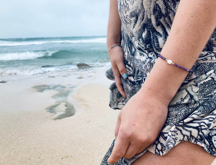 Amethyst, Pearl & Gold Bracelet