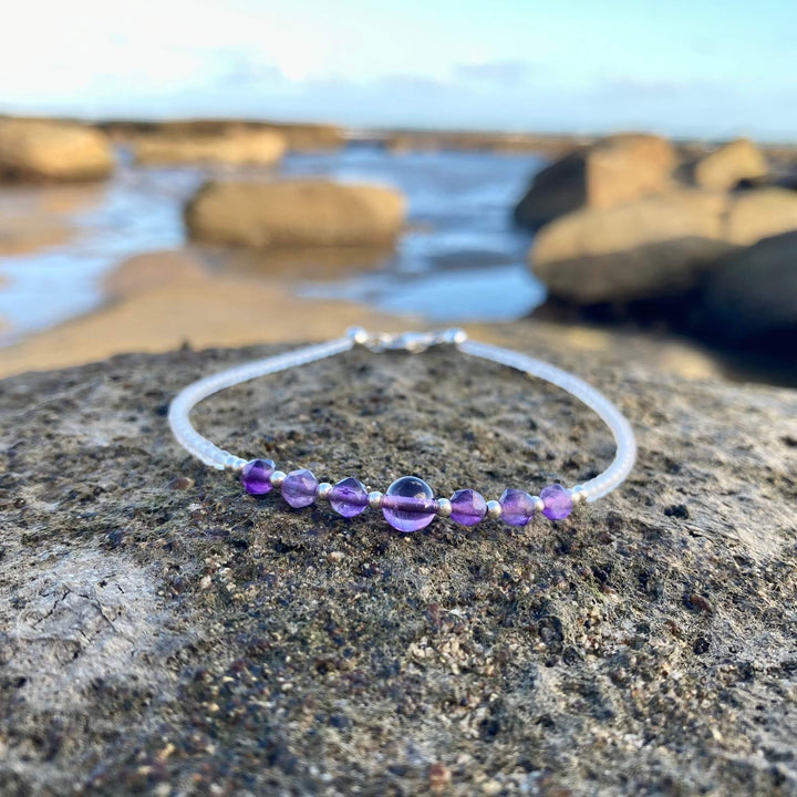 Amethyst healing Crystal anklet for ladies