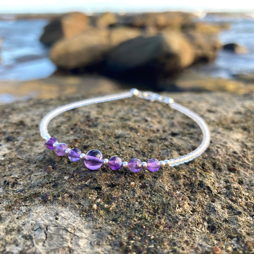 Amethyst healing crystal anklet