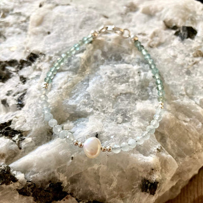 Apatite, Aquamarine & Pearl Bracelet