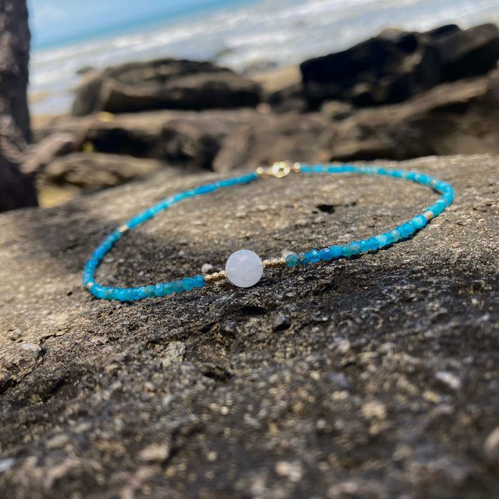 Apatite, Moonstone & Gold Necklace for empowerment