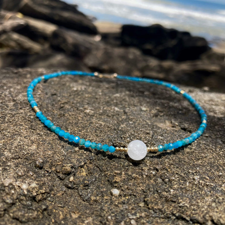Apatite, Moonstone & Gold Necklace for healing