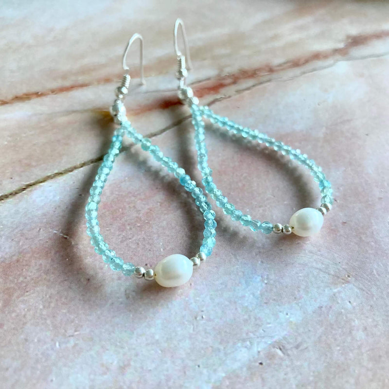 Apatite & Pearl Earrings for ladies