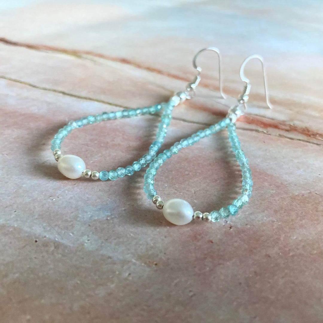 Apatite & Pearl Earrings for healing