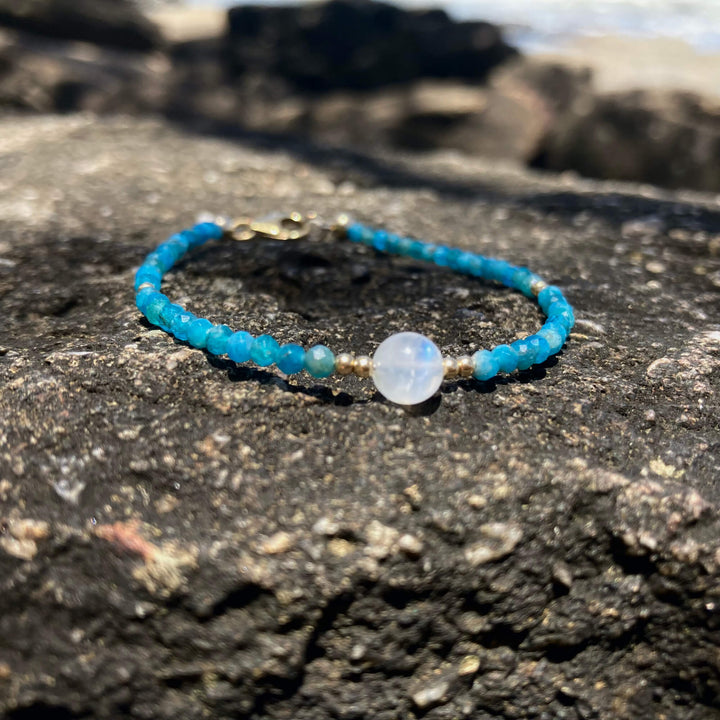 Apatite & moonstone gold bracelet for empowerment