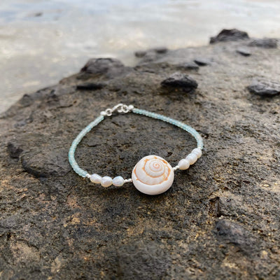 Apatite, Pearl & Shell Anklet