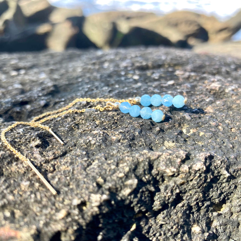 Aquamarine & Gold Thread earrings
