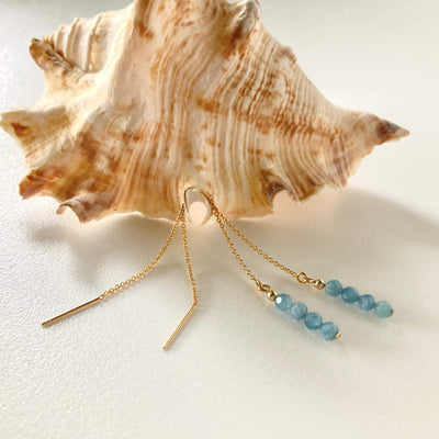 Aquamarine & Gold Thread Earrings