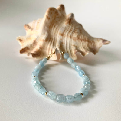 Aquamarine nugget gold bracelet
