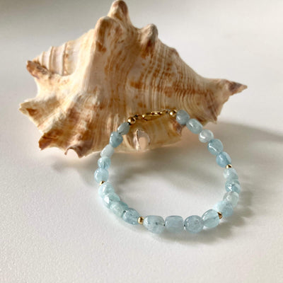  Aquamarine nugget gold bracelet for ladies