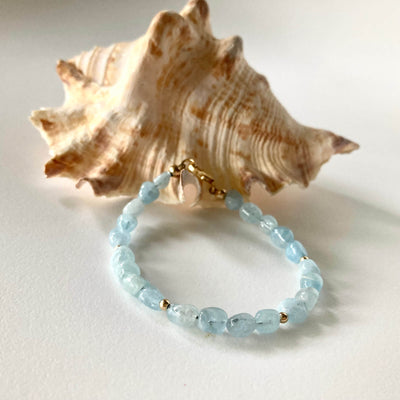 Aquamarine nugget gold healing bracelet