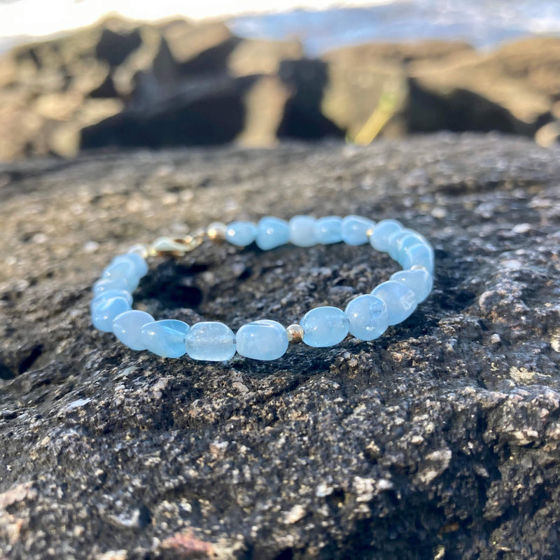 Aquamarine nugget gold ladies crystal bracelet