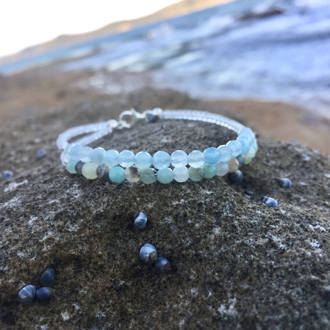 Aquamarine & Amazonite Bracelet Hand Beaded by House of Aloha Central Coast NSW Australia