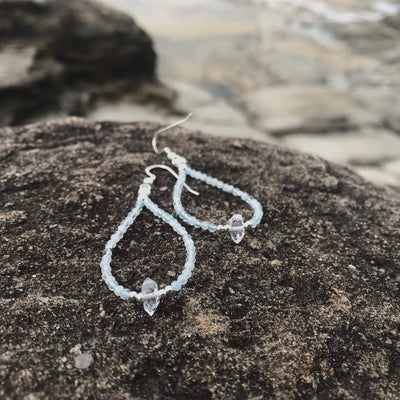 Aquamarine & Herkimer Diamond Earrings for ladies