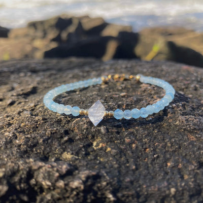 Aquamarine & Herkimer Diamond Goldladies healing  Bracelet