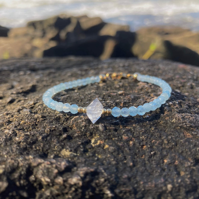 Aquamarine & Herkimer Diamond Goldladies healing  Bracelet