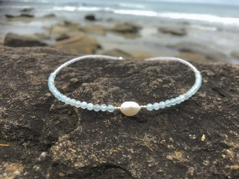 Aquamarine & Pearl Necklace for support