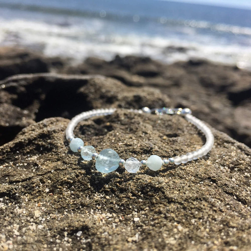 Aquamarine birthstone bracelet for girls