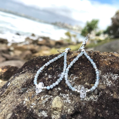 Aquamarine & herkimer Diamond ladies healing Earrings