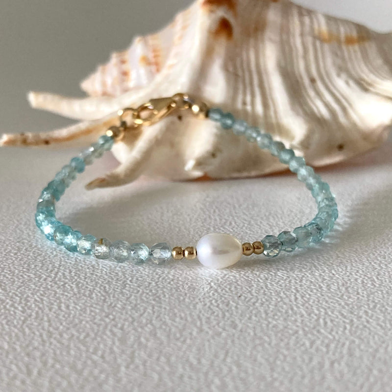 Atlantis Apatite, pearl gold healing bracelet