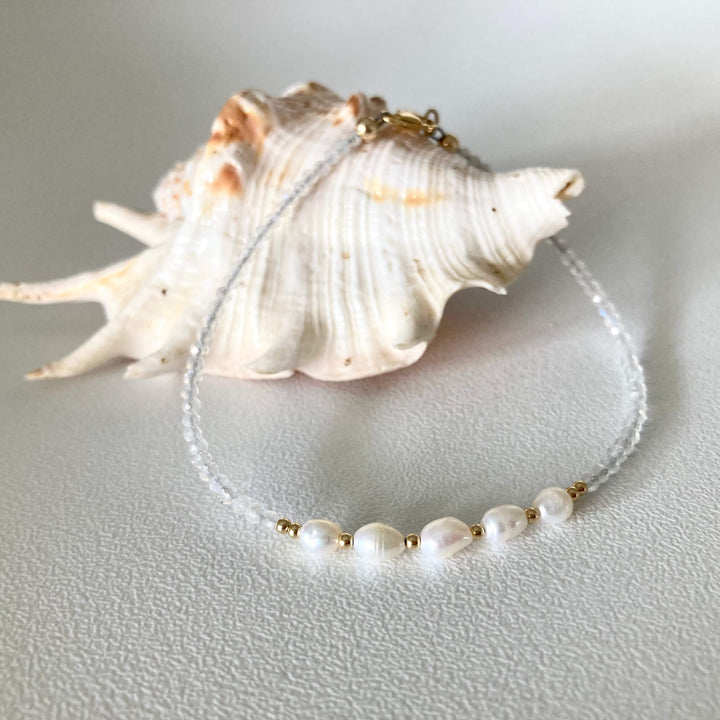 Atlantis moonstone & pearl gold Anklet