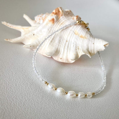 Atlantis moonstone & pearl gold Anklet for ladies