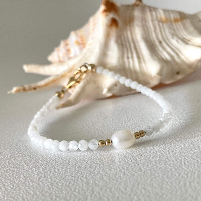 Atlantis moonstone & pearl gold ladies bracelet