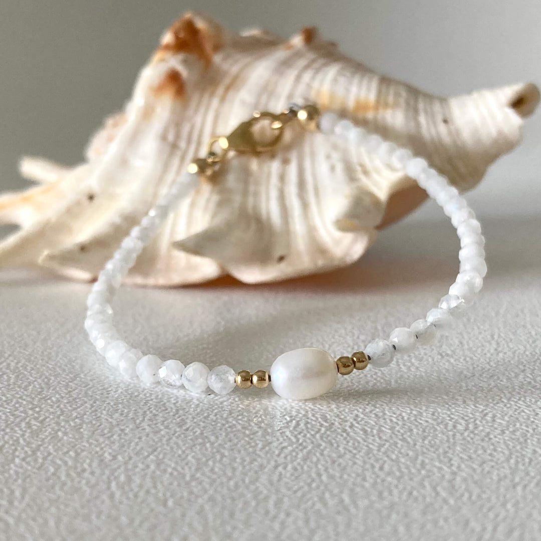 Atlantis moonstone & pearl gold bracelet