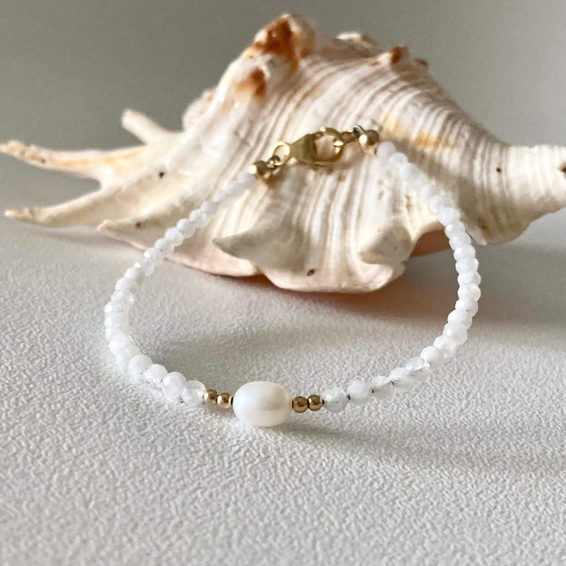 Atlantis moonstone & pearl gold bracelet for ladies