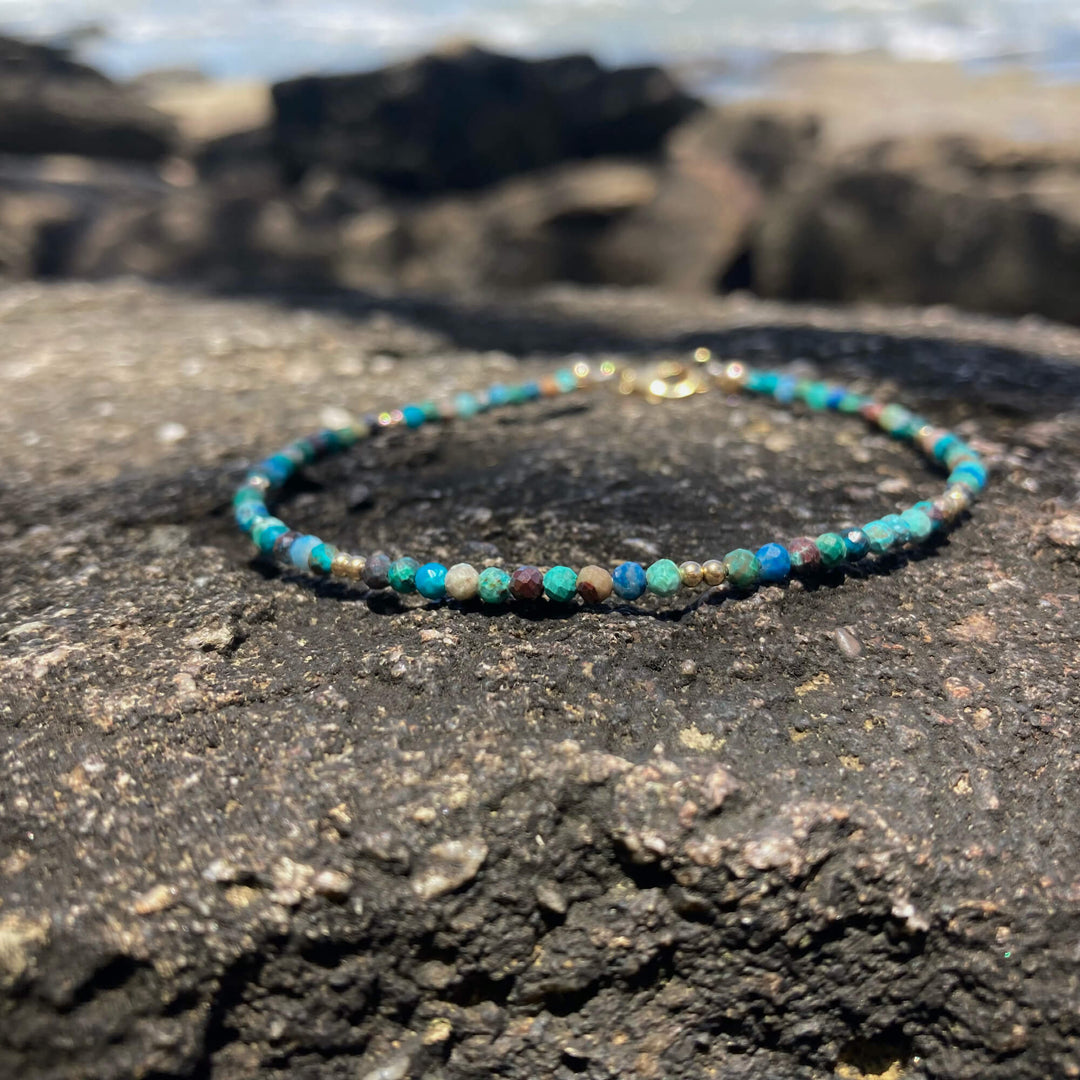 Azurite & Gold Anklet for healing