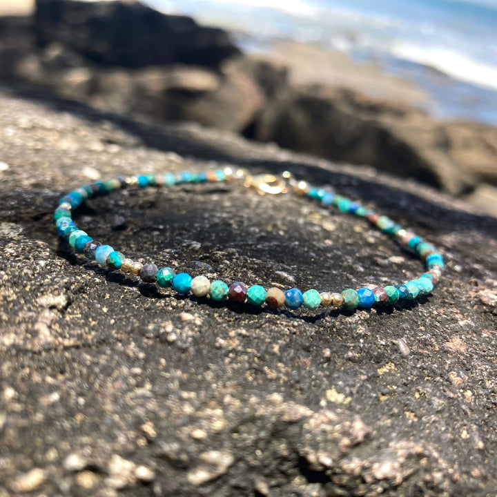 Azurite & Gold Crystal Anklet